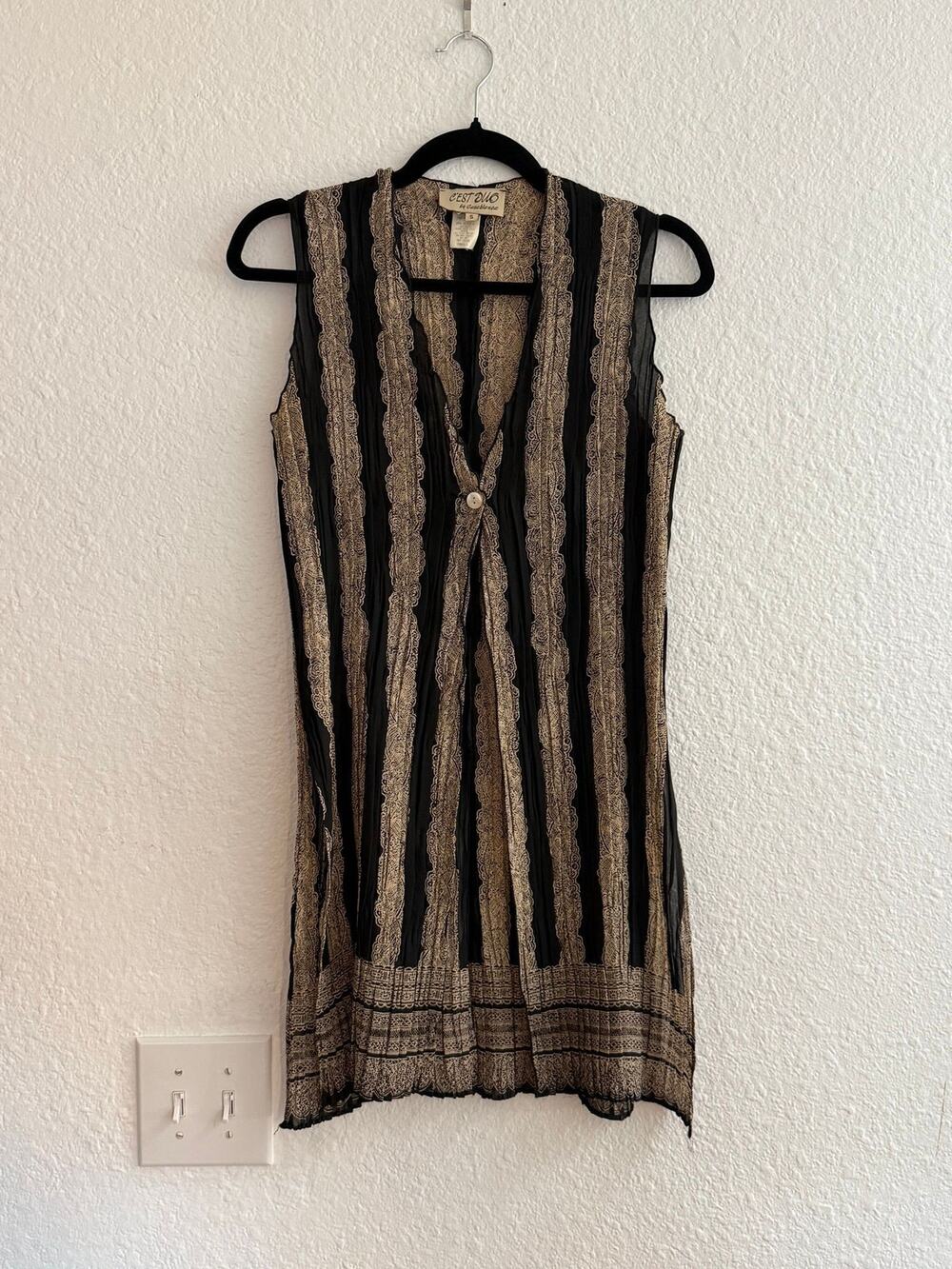 C’est Duo Boho Lace Longline Sleeveless Duster Vest